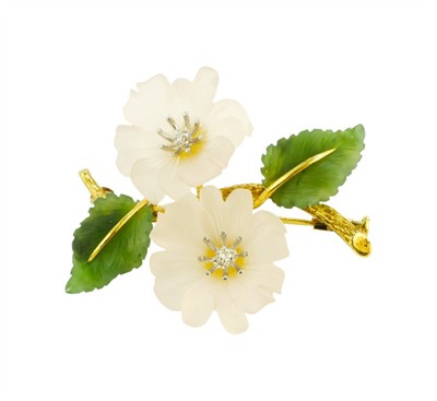 Zlatá brož - třešňové květy