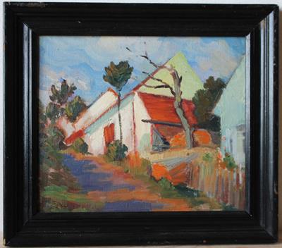 Nikolai Chvorinov - Domy u cesty - Olej