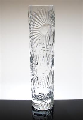 Velká křišťálová broušená váza s dekorem květů Josef PRAVEC