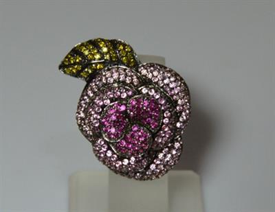 STŘÍBRNÝ PRSTEN KVĚTINA - TURMALÍNY