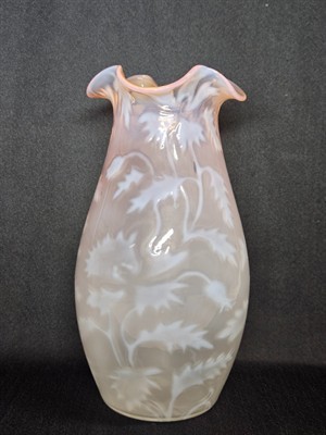 Opalova Secesni Sklenena Vaza Harachov 1900