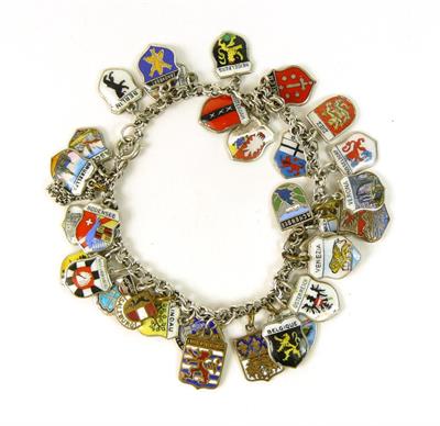 Stříbrný náramek se smaltovanými přívěšky