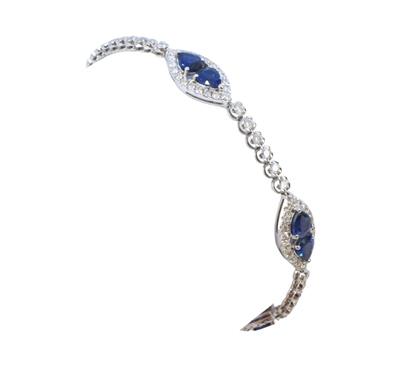 Zlatý náramek se safíry a brilianty