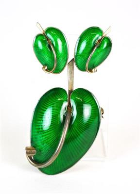 Volner Bahner, stříbrná brož a náušnice