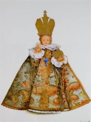 Pražské Jezulátko, malba na porcelánu Roman Široký 1992
