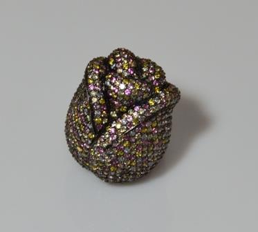 STŘÍBRNÝ PRSTEN TULIPÁN- TURMALÍNY