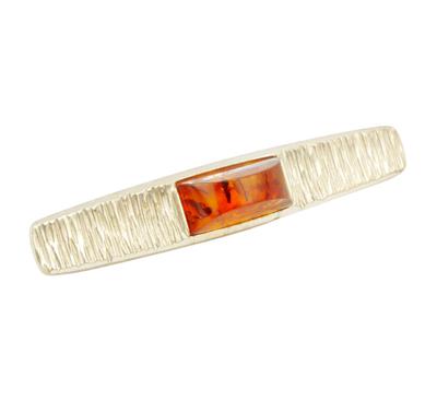 Stříbrná spona na kravatu s jantarem