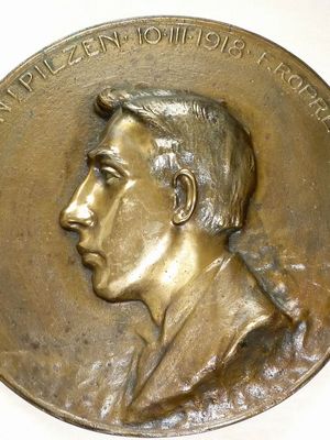 Velká bronzová pamětní deska 1918 Franc ROPRET (1878-1952)