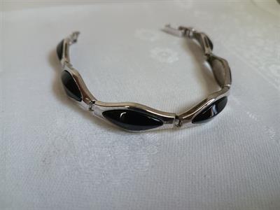 Náramek art deco stříbro a onyx