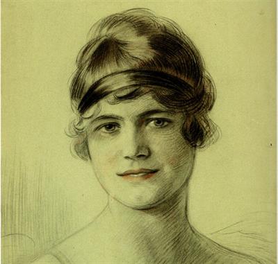 RUDOLF VÁCHA - PORTRÉT MLADÉ ŽENY, kresba 1918