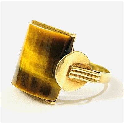 Zlatý prsten v bruselském stylu s tygřím okem