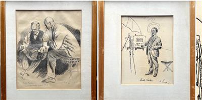 Oldřich Lasák: “Alois Kalvoda” a “Dva kuřáci” (2 kresby)