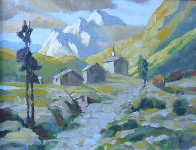 Horská krajina s kostelíkem