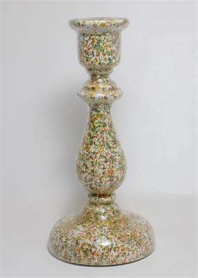 Svícen z dutého skla s pestrobarevným dekorem 19. století