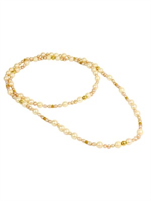 Perlový náhrdelník se zlatými kuličkami