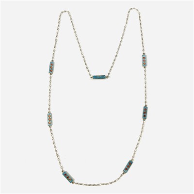 Stříbrný starožitná náhrdelník se smaltem