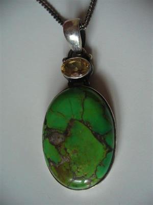 Stříbrný náhrdelník s tyrkysem a citrínem