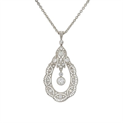 Platinový náhrdelník s přírodními diamanty Art Deco 0,95 ct