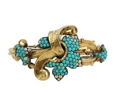 Zlatý náramek s tyrkysy