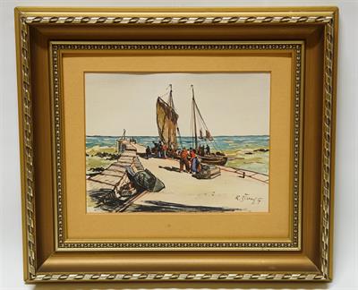 Rybáři u svých lodí - obrázky z cest Karel ŽIVNÝ komb. tech