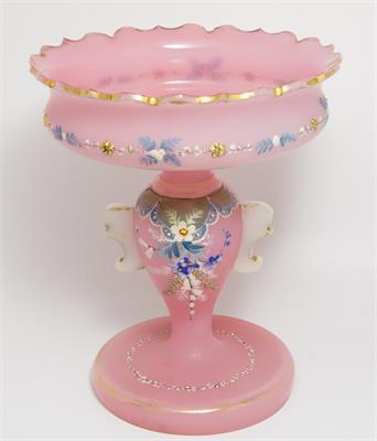 Nástolec na bonbóny malované opálové sklo, styl Biedermeier