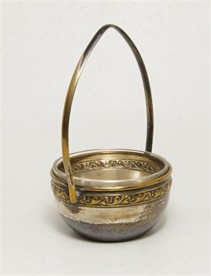 Vídeňská secese košíček se skleněnou vložkou ARGENTOR I.G.