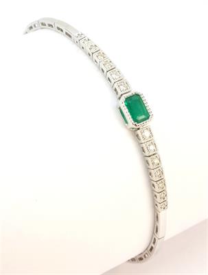 Zlatý náramek se smaragdem a brilianty