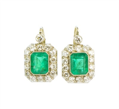 Zlaté starožitné náušnice se smaragdy a diamanty