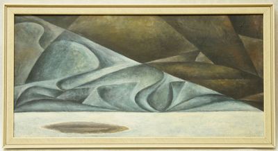 Abstraktní kompozice, olej na plátně moderna ze 60. let