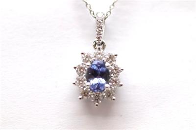 Zlatý náhrdelník s diamanty a tanzanitem