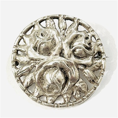 Stříbrná starožitná brož "růže"