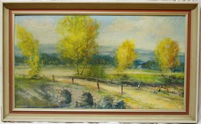 Krajinomalba "Cesta do Železných hor" olej - Zdeněk VAVREČKA 1957