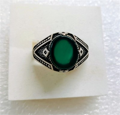 Pánský prsten stříbro zelený achát