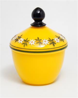 Dóza s malovaným dekorem - Tango a hyalitové sklo