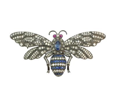 Zlatá brož s brilianty, safíry a rubíny - včela