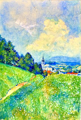 Josef Seiffert: Pohled do krajiny s kostelíkem (1933?)