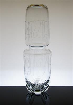 Čirá broušená váza s věnováním PTP Karel WÜNSCH Exbor 1970