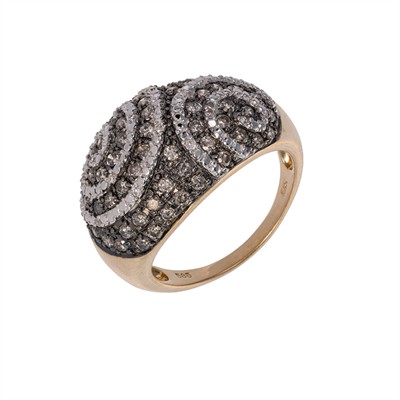 Zlatý kupolový prsten s pavé osazením z přírodních diamantů