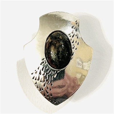 Stříbrná spona na šátek s heliotropem