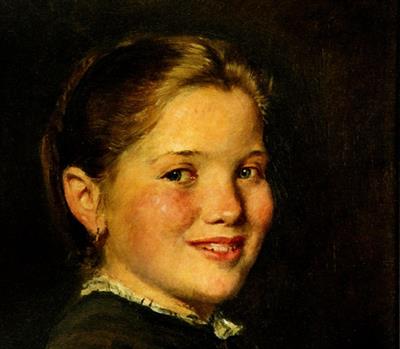 Josef Straka - Smějící se děvče, olej