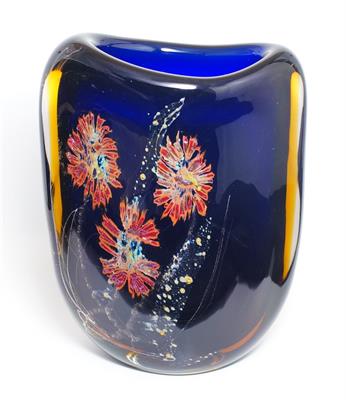 Váza zatavený květinový dekor Jaromír ŠPAČEK sklárna EXBOR