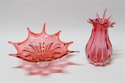 Souprava - rubínové hutní sklo J. HOSPODKA sklárna Egermann