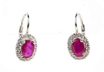 Zlaté náušnice s rubíny a brilianty