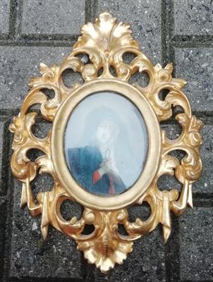 Miniatura - zlacený rámeček s olejomalbou