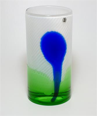 Váza opálové sklo modrozelený dekor J. ŠUHÁJEK Borocrystal