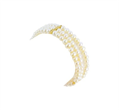 Třířadý perlový náramek se zlatým uzávěrem