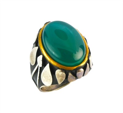 Stříbrný prsten s chrysoprasem