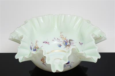 Malovaná mísa opálové a uranové sklo Karl HOSCH Zákupy