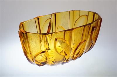 Ojedinělá žardiniera z ambrového skla ve stylu ART - DECO