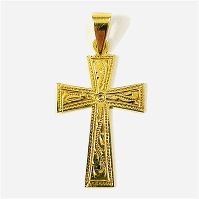 Zlatý gravírovaný přívěšek "kříž"